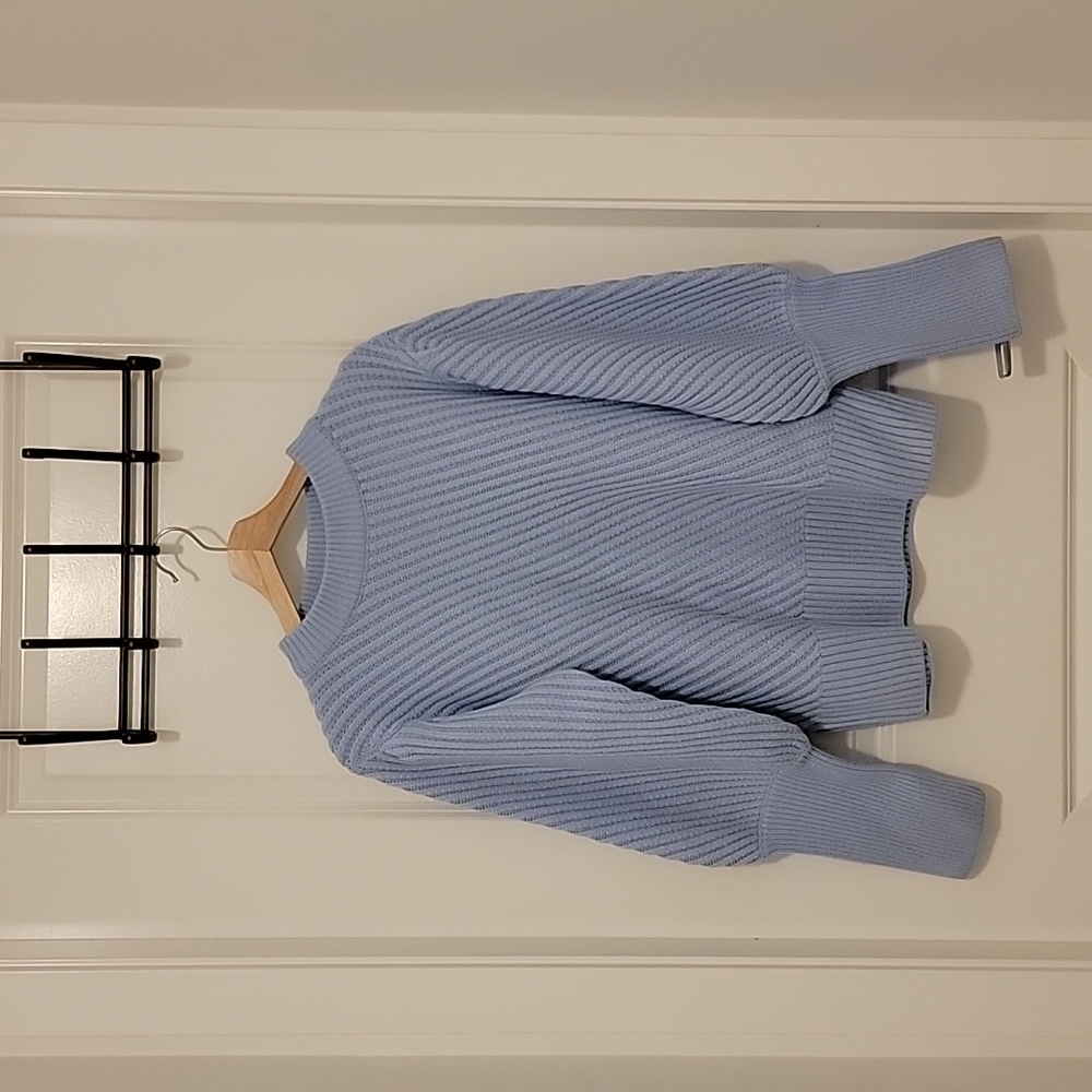 Large Powder Blue Puff Sleve thick Sweater